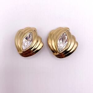 Vintage SAL Clip On Earrings With Almond Crystal